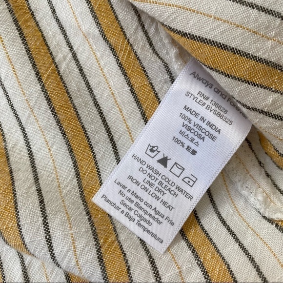 Always And Forever Striped Button Up Blouse | White & Yellow | Small - Picture 4 of 6